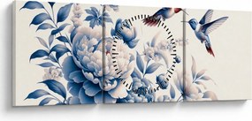 Kép - Kolibrik a virág felett (órával) (90x30 cm)