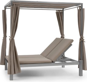 Blumfeldt Eremitage Double Sunbed, kétszemélyes napozóágy, napellenző tető, taupe