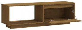 mézbarna tömör fenyőfa TV-szekrény 110 x 30 x 33,5 cm
