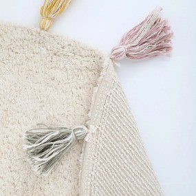 Krémszínű mosható kézi szövésű pamut gyerek szőnyeg ø110 cm Rainbow Moss – Nattiot