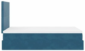 Ottomán ágykeret matracokkal sötétkék 120x190cm bársony