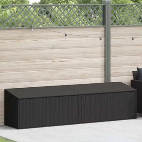 fekete polyrattan kerti tárolóláda 220x50x58 cm