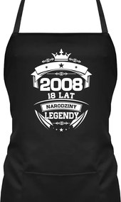 2008 Egy legenda születése 18 éves Nyomtatott Kötény Ajándék 18. Születésnapra
