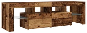 antik fa színű szerelt fa TV-szekrény LED-ekkel 140x36,5x40 cm