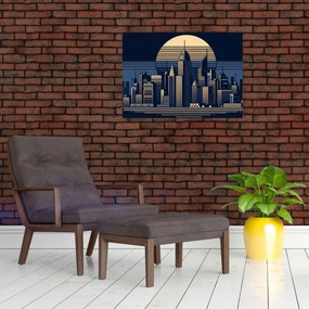 Üveg kép – Geometrikus város (70x50 cm)