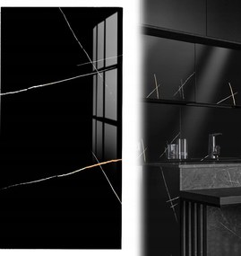 Falpanel Öntapadós Pvc Csempe Fekete Márvány CSÍKOS60x30cm FÉNYES10X