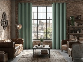 Oxbridge zöldesszürke függöny 140x250 cm Felfüggesztés: Hullámos sínszalag