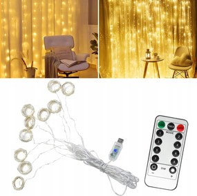 Fényfüggöny 300 Led Karácsonyi Lámpák Girland Fehér Meleg