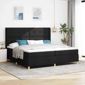 Boxrugós ágy matracmal Fekete 200 x 200 cm szövet