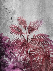 Fotótapéta Lila-rózsaszín trópusok beton vintage 206x275 orchideák +ragasztó