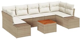 vidaXL Kerti Kanapé Szett párnával 8 pcs Bézs polirattan