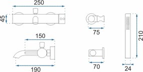 Rea Lungo - fürdő csaptelep + szett, arany, REA-B6635