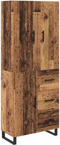 vidaXL Magasfiú 2 pcs Öreg fa 69,5 x 34 x 180 cm Műanyag Fa és Üveg