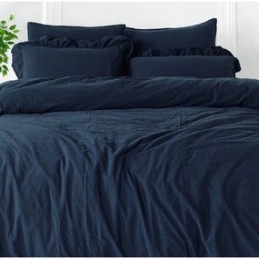 Sötétkék egyszemélyes renforcé pamut ágyneműhuzat 140x200 cm Ruffle Striped – Mila Home Luxury