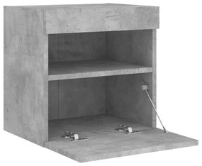 betonszürke falra szerelhető TV-szekrény LED-del 40x30x40 cm