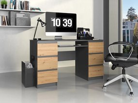 Riano MIX Kuba számítógépasztal, 130x76x51 cm, antracit-tölgy