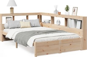 vidaXL tömör fenyőfa könyvespolcos ágy matrac nélkül 120 x 200 cm