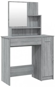 szürke sonoma színű fésülködőasztal tükörrel 86,5 x 35 x 136 cm
