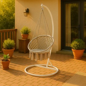 Cardenas függőfotel állvánnyal szürke-fehér