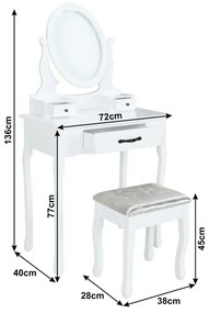 Dekoratív asztal székkel LINET NEW, fehér