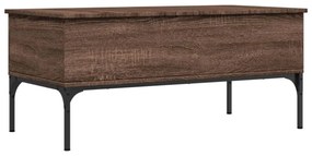barna tölgyszínű szerelt fa és fém dohányzóasztal 100x50x45 cm