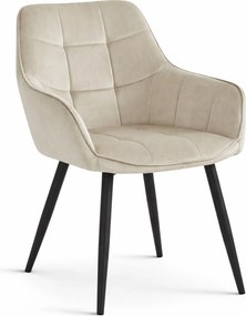Étkezőfotel VARSI VELVET fekete lábakkal, bézs