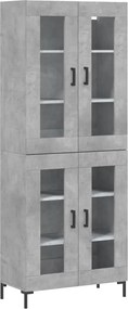vidaXL betonszürke szerelt fa magasszekrény 69,5 x 34 x 180 cm