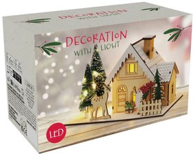 Téli házikó karácsonyi LED dekoráció, 20x10x12,5cm, dekoráció 2