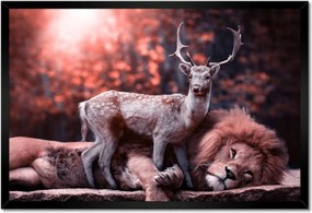 Poszter keretben 60x40 Szarvas felszarvazott