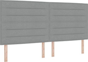 vidaXL Boxrugós ágy matracmal leddel Világosszürke 200 x 200 cm szövet