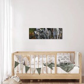 Kép - Farkasok a sziklán (órával) (90x30 cm)