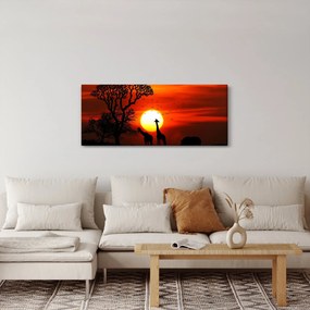 Kép - Állatok sziluettjei napnyugtakor (120x50 cm)