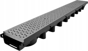 Lineáris vízelvezetés 1000x63x131mm 1,5Tony Max-drain Rács Dekor Hamu Pp