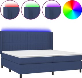 vidaXL kék szövet rugós és LED-es ágy matraccal 200 x 200 cm