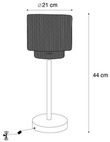 Japandi asztali lámpa fekete barna kötéllel - Smilla