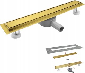 SaniteModar Luxus Lineáris Lefolyó 120 cm Arany Acél 304 Prémium Szűrő