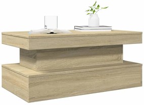 sonoma tölgy színű dohányzóasztal LED-lámpákkal 90x50x40 cm