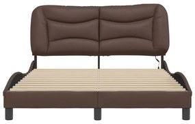 barna műbőr ágykeret LED-világítással 120 x 200 cm