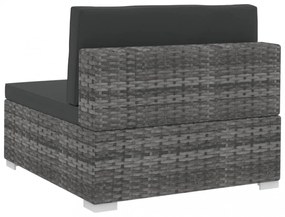 3 részes szürke polyrattan kerti kanapészett párnákkal