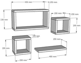 KÉSZLET 4x Fali polc BABI fehér