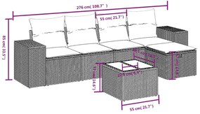 6 részes bézs polyrattan kerti ülőgarnitúra párnával