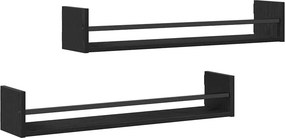 vidaXL Falpolc Falra szerelhető 2 pcs Fekete tölgy 80 x 16 x 14 cm