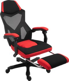 Vinsetto Ergonomikus Irodai Szék, Játék Szék, Forgószék Lábtartóval, PC Szék, Executive Szék, állítható magasság, Poliészter, Fekete+Piros, 58 x 63 x