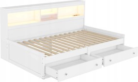 Kanapé ágy egyszemélyes polc 2 aljzat USB2 2 fiók 90x200cm