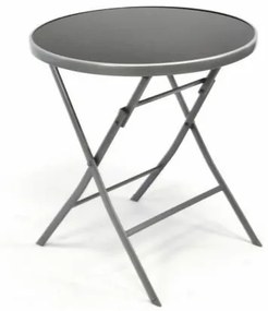 Kerti bisztróasztal üveg lehajtható asztallappal ezüst