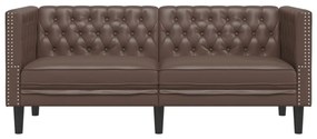 vidaXL 2 személyes barna műbőr Chesterfield kanapé