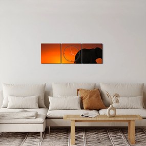 Elefánt képe naplementekor (órával) (90x30 cm)
