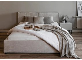 Franciaágy 140 cm Fatime (ágyráccsal) (tárolóhellyel) (bézs szürke + fekete). 1099180