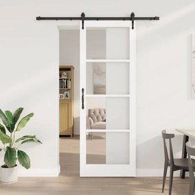 Egyszerű Csúszó Ajtó Fehér 83 x 232 cm Fa és fém