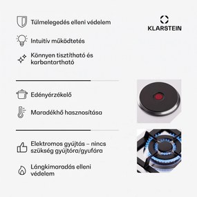 Klarstein MultiChef 5 Hot Plate, villany és gáz főzőlap, 5 főzőzóna, 4 égő, 1 villany főzőlap